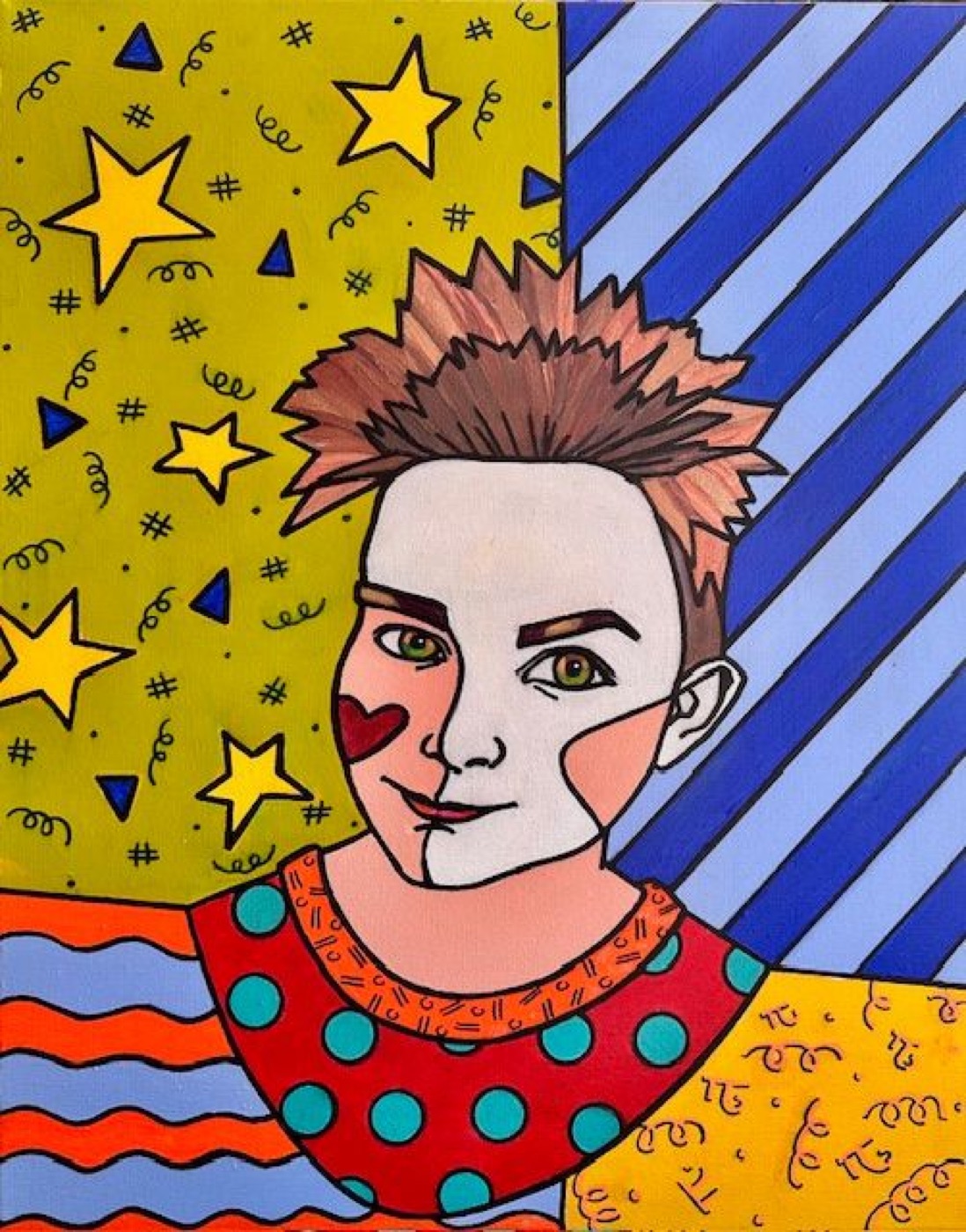 Pop-art style portrait of a boy
