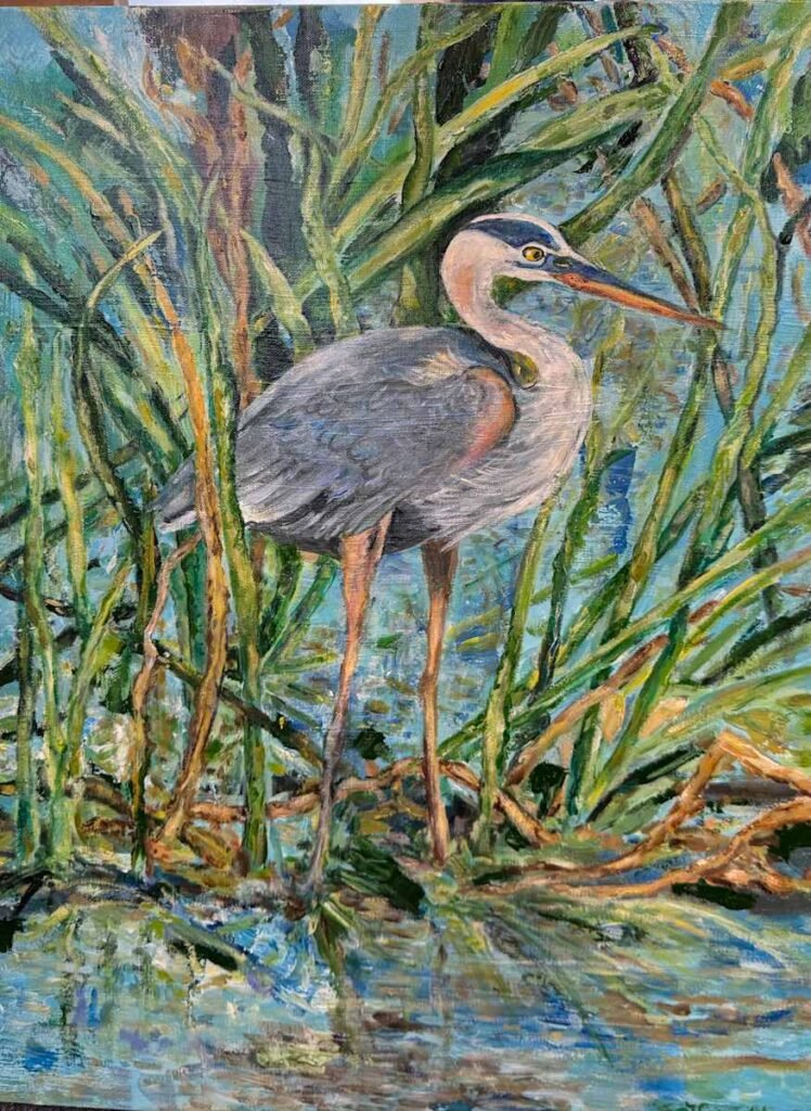 Heron painting by Peggy Harrell Jennings